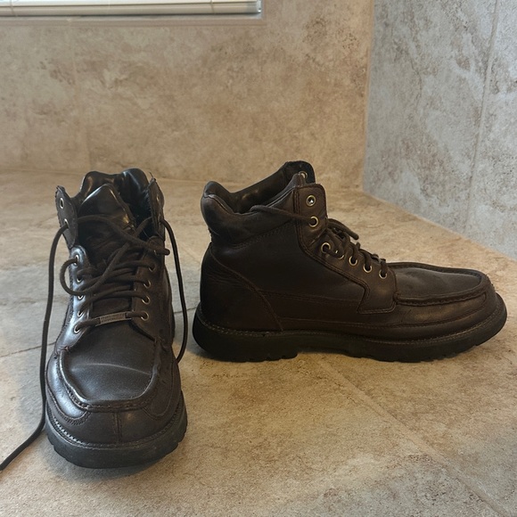 Rockport Brown Leather Lace-Up Moc Toe Boots main image 6